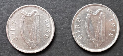 1939  Ireland Six Pence , unc. , nice mint coins , set of 2      #   1063-9,10 - Picture 1 of 3