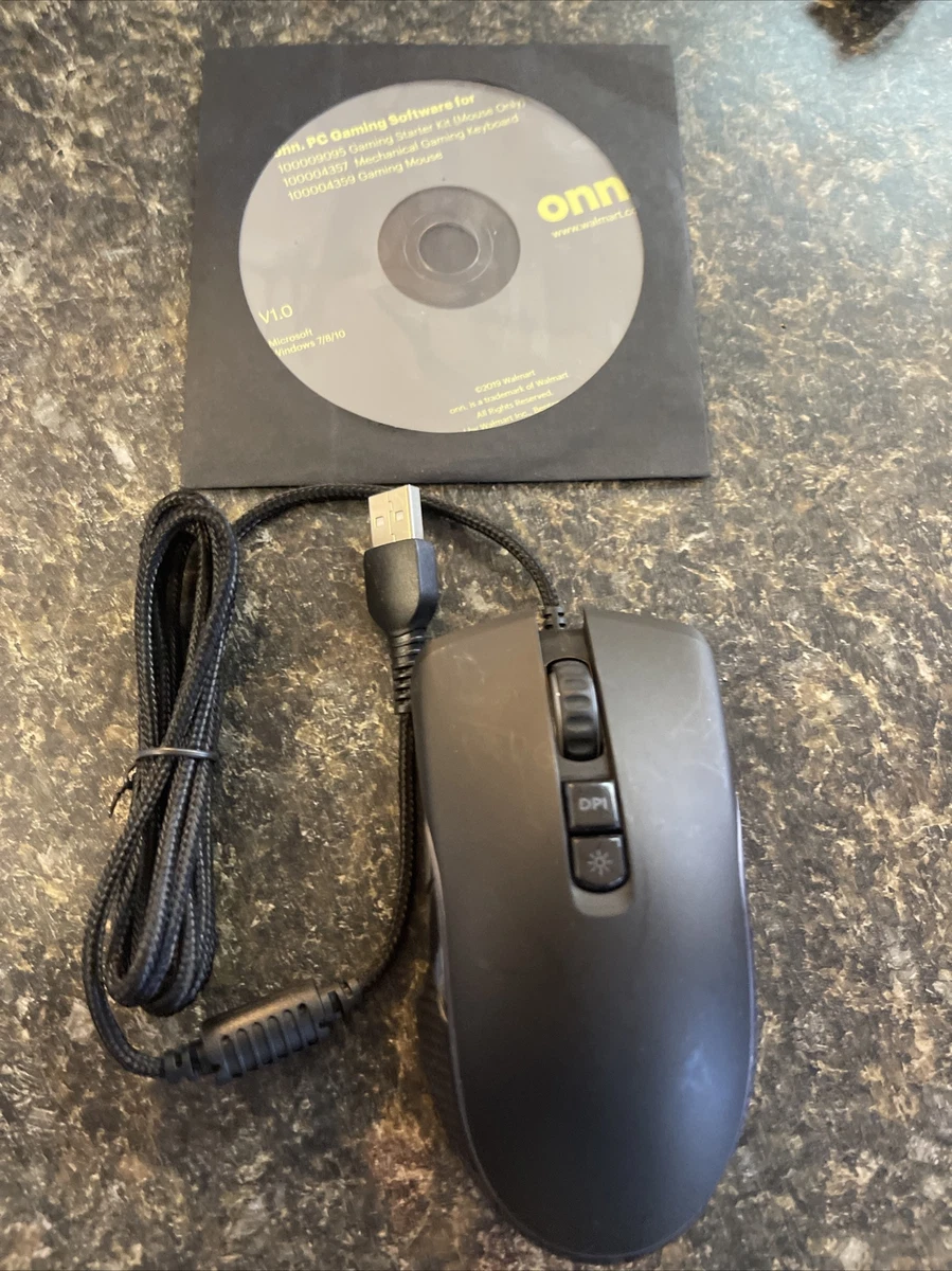 Gaming Mouse with attached USB power cable 6 ft Onn Gaming Software Without Box