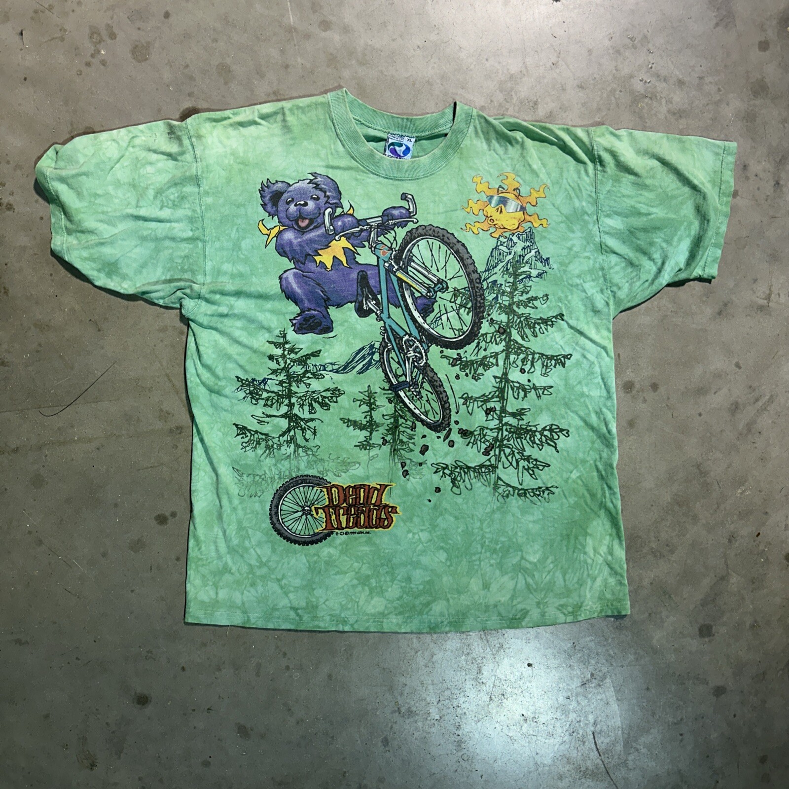 Vintage 1995 Grateful Dead Dead Treads Bike Bear Shirt XL Liquid