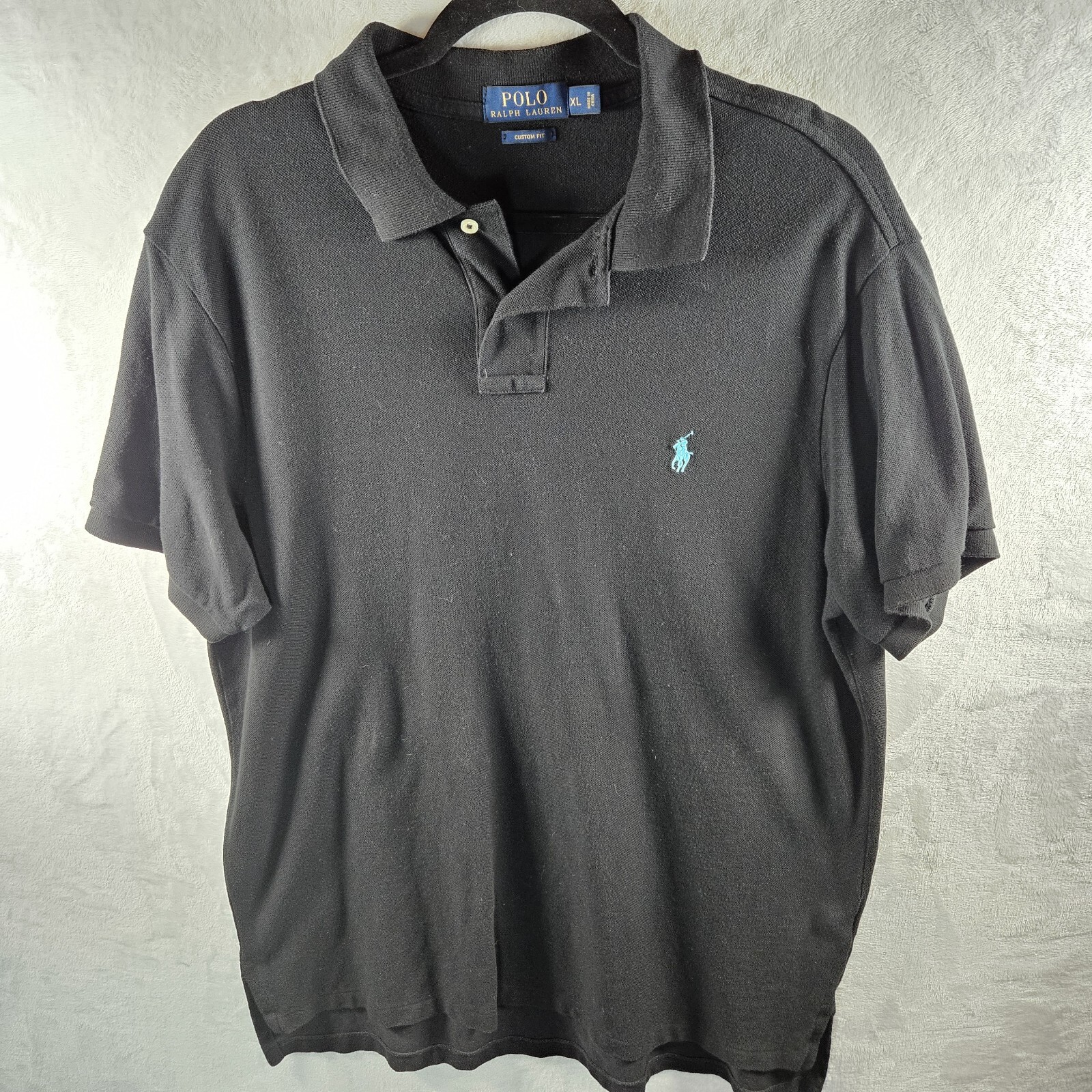 Polo Ralph Lauren camicia uomo XL nera vestibilità personalizzata pony preppy 100% cotone casual