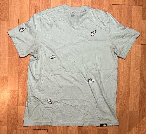 Adidas T Shirt Herren XL Grün Kurzarm Schuhe All Over Print Logo