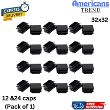 32mm (1 1/4 Inch) Square Plastic Plug, Square Tubing End Caps, 12 & 24 (caps) .