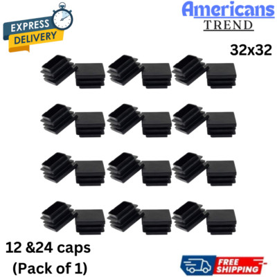 32mm (1 1/4 Inch) Square Plastic Plug, Square Tubing End Caps, 12 & 24 (caps) .