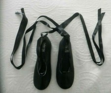 Black Pietra Galla  Merlet Round Toe Ballet With Black Ribbon Lace Up