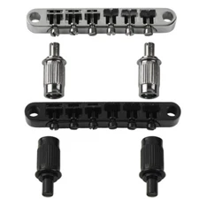 LP SG Style Guitar Bridge Tune-o-Matic with 6 Saddles & 2 Studs Black/Silver