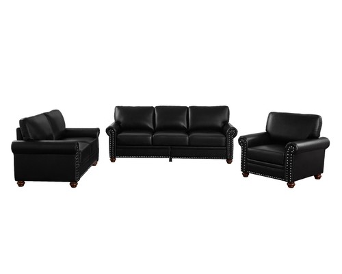 Classic Faux Leather Sofa Upholstered Couch with Nailhead Trim Removable Cushion - Picture 187 of 206