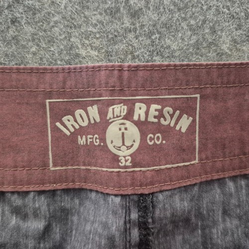 Iron & Resin Board Shorts Mens 32 Gray Surf Drawstring Nylon Cargo Blend Swim - Picture 2 of 14