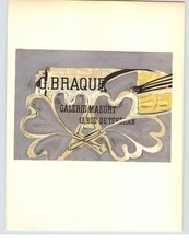 1959 Mini Poster Georges Braque Lithograph ORIGINAL Print Leaves Gallery Maeght