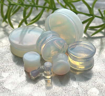 PAIR Opalite Plugs Opalescent Earlets Gauges Body Jewelry
