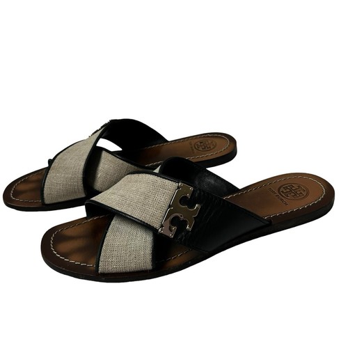 Tory Burch Culver Crisscross Flat Slides size 7.5 M - Picture 3 of 12