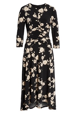 Maggy London Ruched Waist Midi Dress ( size 6 ) | eBay