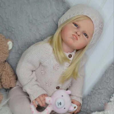 28'' Artist Finished Reborn Baby Doll Grace Toddler Girl Long Hair Cloth Body Toy