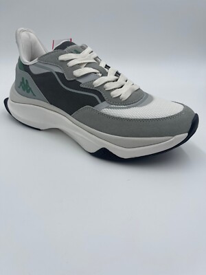 Kappa Unisex Grey White off Green Faded Round Toe Lace Up Sneaker AUTHENTIC 6PR0
