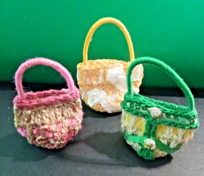 3 Crochet Purses for Barbie and Fashion Dolls 11''to 18'' Tall.  OOK - New.