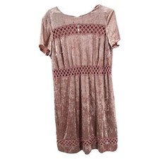 Sangria dusty pink velvet 16W cutout detail dress above the knee boho casual