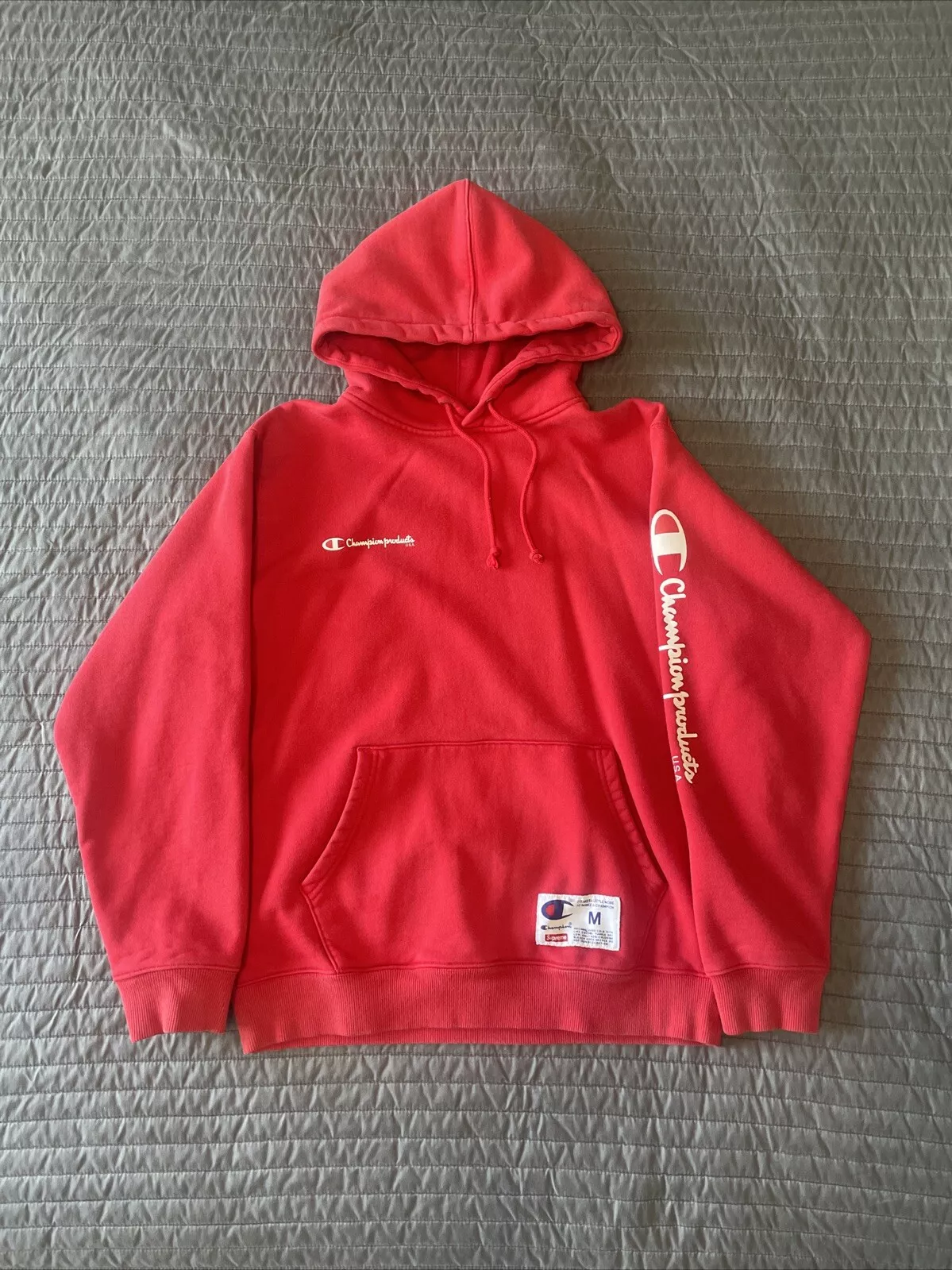 Sweat à capuche Supreme x Champion rouge FW16 taille Medium M EXCELLENT ÉTAT Collab