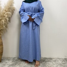 Long Sleeve Maxi Dress Abaya Muslim Women Kaftan Dubai Turkey Ramadan Islamic