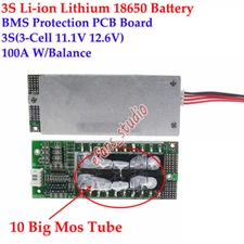 3S 100A 12.6V Li-ion Lithium 18650 Battery BMS Pack Protection PCB Balance Board