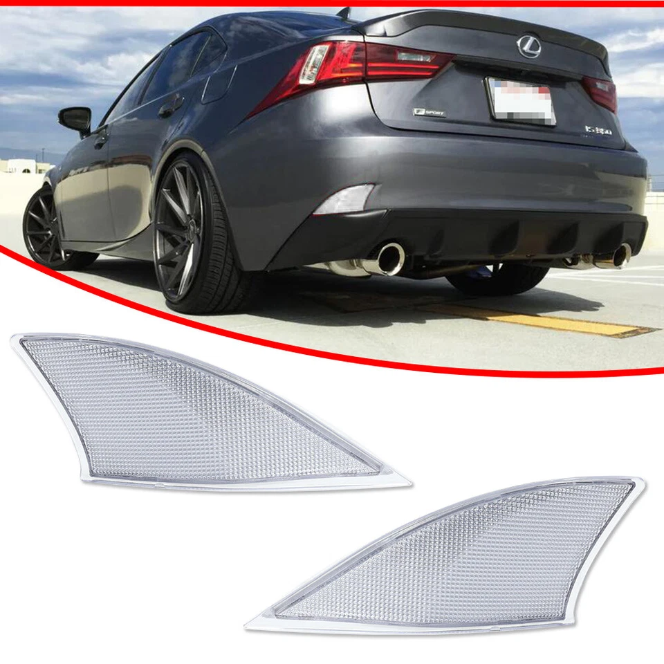 Conjunto de luces reflectoras de parachoques trasero lente transparente para Lexus IS IS250 IS300 IS350 ISF Foto 2 de 4