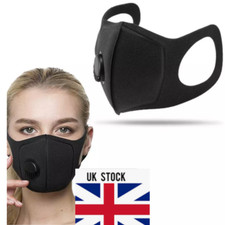 Mouth Face Black Reusable Mask valve Washable Face Mask 2pcs 5pcs UK