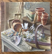 TWO Daisies in Garden Shed Paper Napkins for Decoupage Gardening Daisy Flowers
