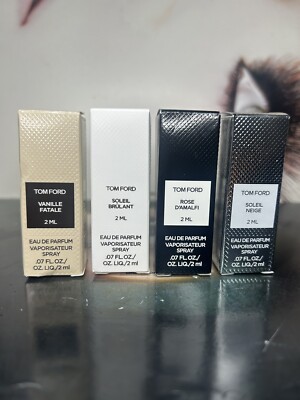 4 Tom Ford 2ml Samples ROSE D'AMALFI, VANILLE FATALE, SOLEIL NEIGE & BRULANT!
