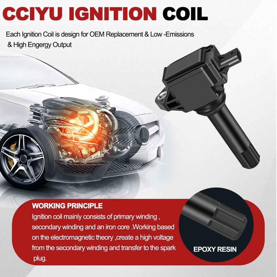 CCIYU 4 Ignition Coil + 4 Spark Plug For 2013-2014 Scion FR-S Subaru BRZ 2.0L H4 - Image 3 of 4