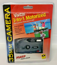 Vintage 1995 Vivitar 3 In 1 Motorized Panorama Flash Point N Shoot Camera PS45P