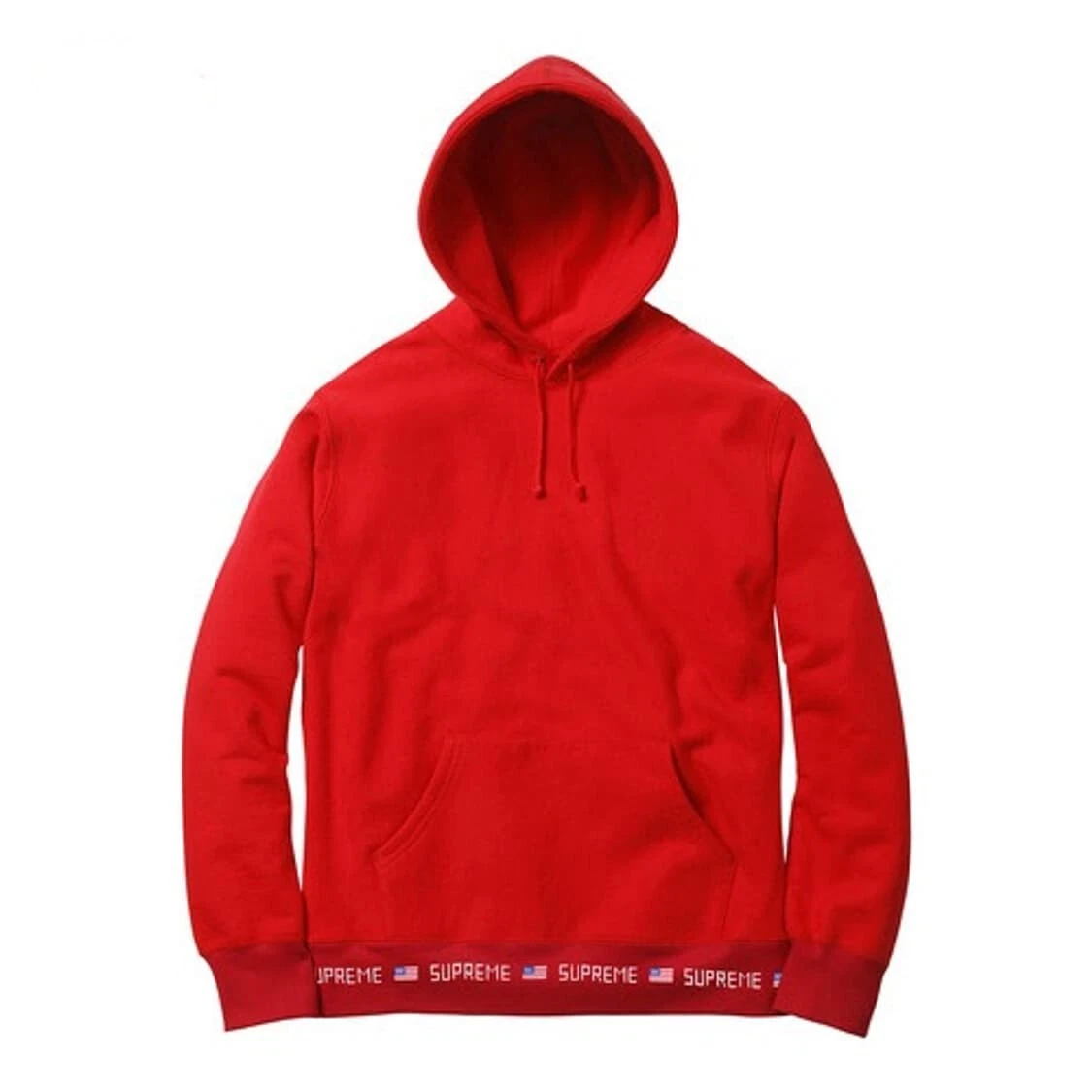 Sweat à capuche côtelé logo suprême rouge L