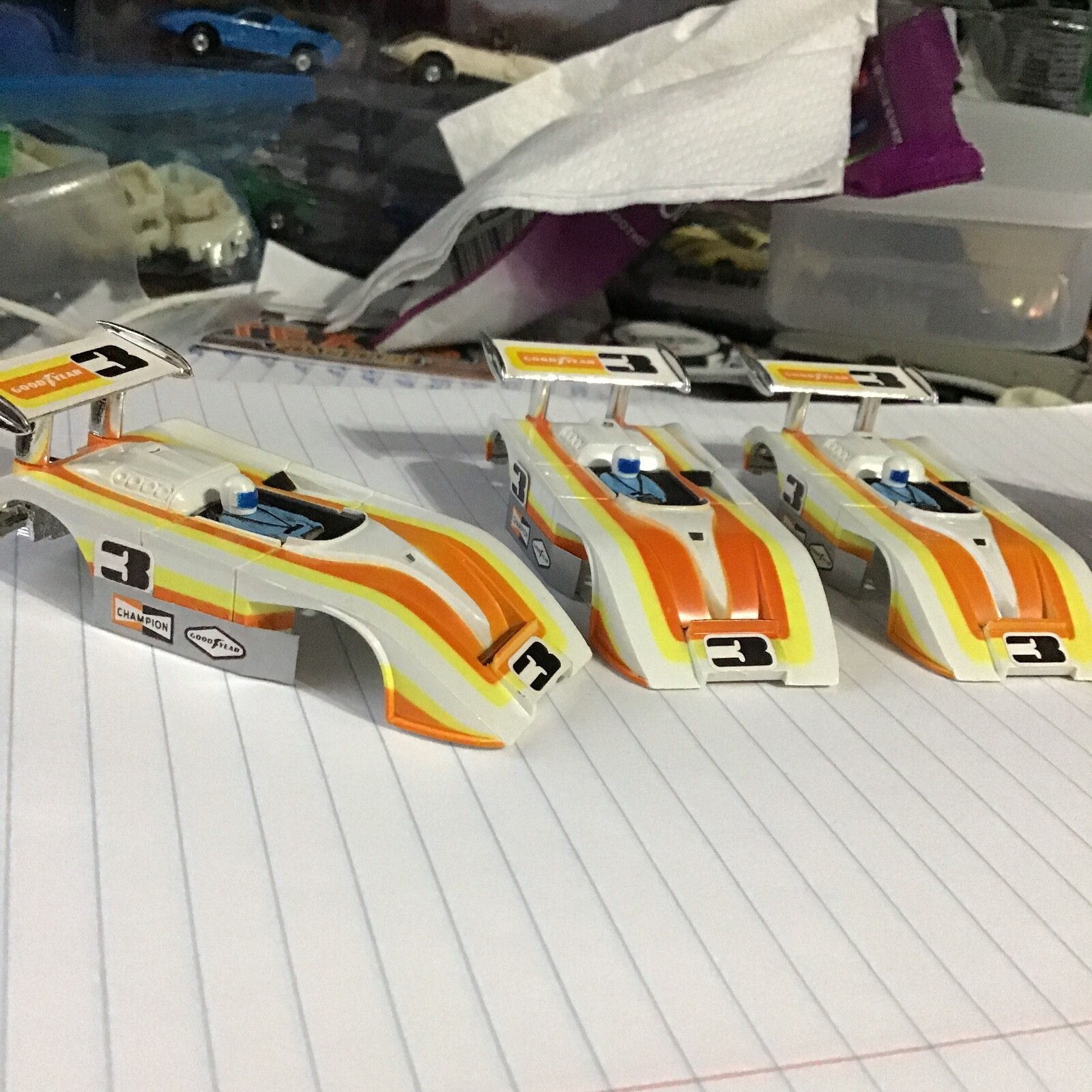 VINTAGE 4 PIECE GROUP AURORA AFX SLOT CAR BODIES / 3 CAN AM / NEW OLD