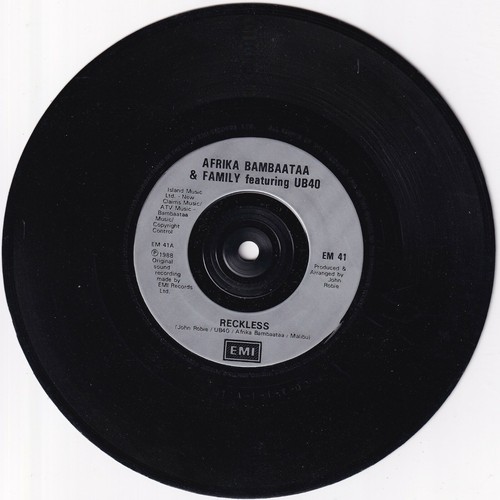 Afrika Bambaataa and Family - Reckless - 7" Vinyl 45 Record 1988 - Afbeelding 3 van 4