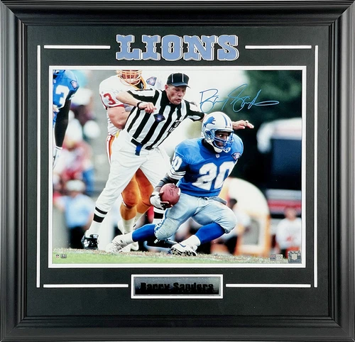 Barry Sanders Signed Autographed Detroit Lions 16x20 Photo Framed TRISTAR