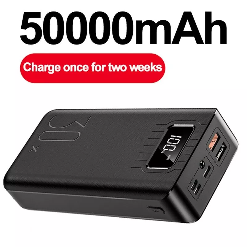 50000mAh Power Bank TypeC Micro USB QC Fast Charging Powerbank LED Display