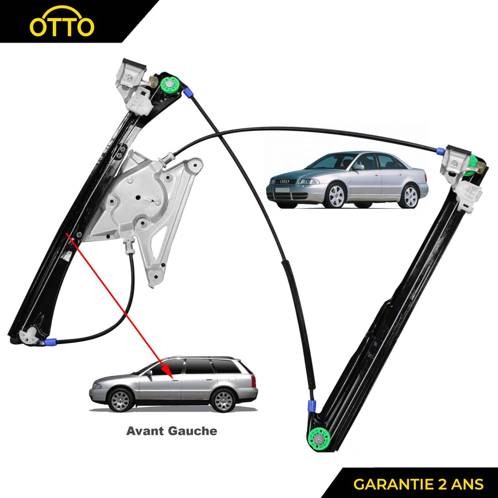Mécanisme lève-vitre avant gauche pour Audi A4 B5 1994-2001