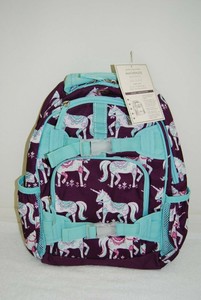 New Pottery Barn Kids Aqua Purple Unicorn Horse Small Backpack