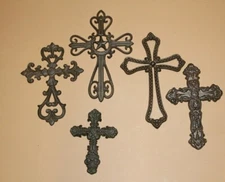 5 - metal wall hanging crosses,religion and spirituality,church decor, gifts