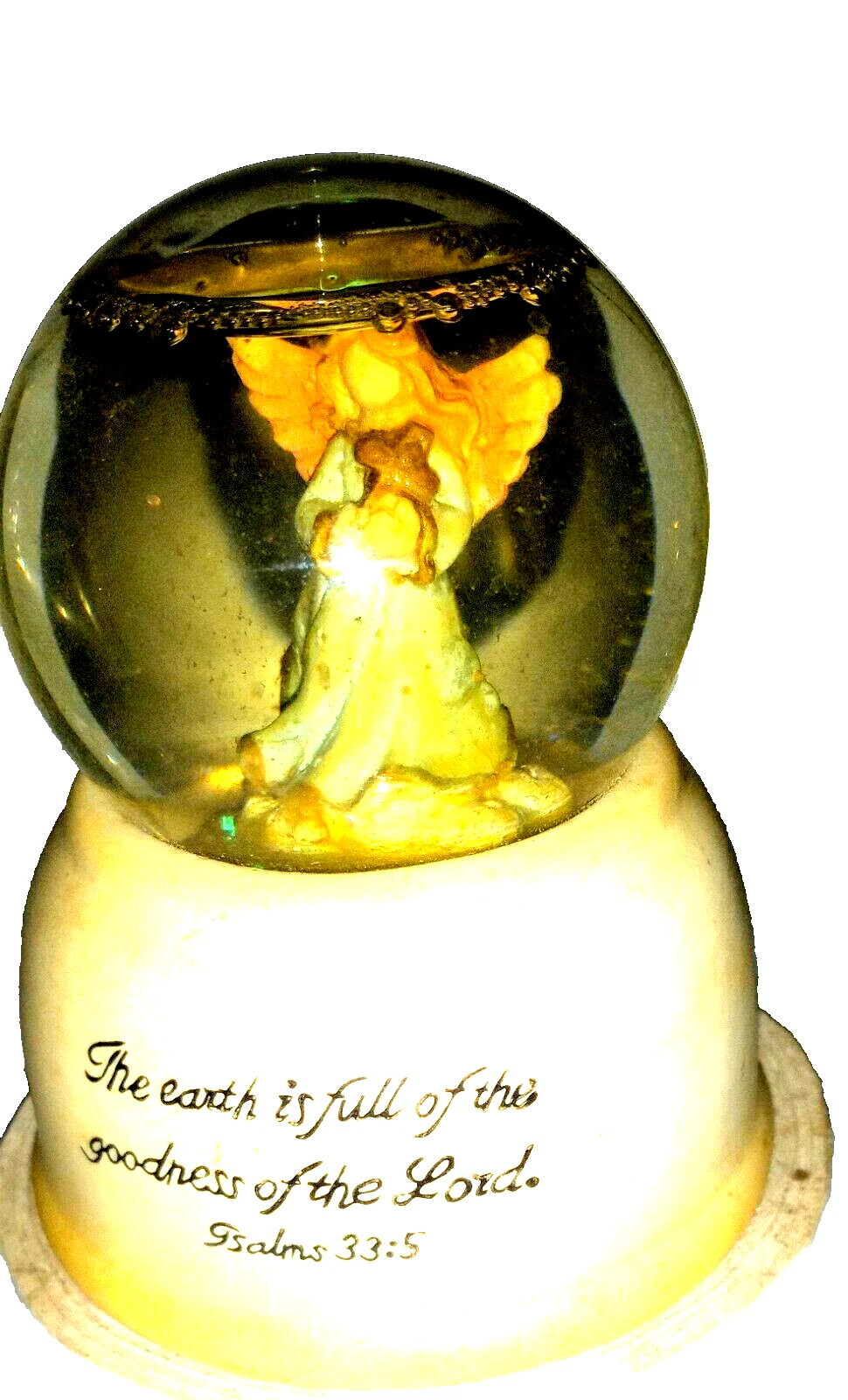 Angel Snow Glitter Globe Home Décor Angel with Cross Psalms 33.5