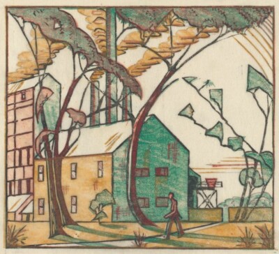 The Factory Woodcut Art Print Eveline Winifred Syme 1933   Australian Modernist