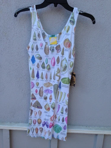 $55 NWT Local Celebrity Brand Shell Graphic White Long Tank 