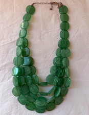 Chunky Forest Green Resin Multi-Strand Statement Necklace, Gorpcore Boho