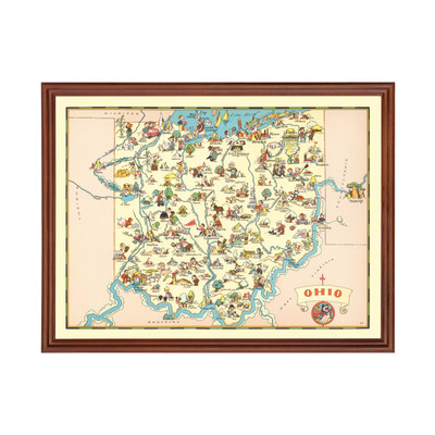 Old Map of Ohio 1935 - Vintage Ohio Art