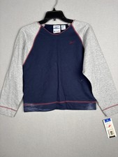 Reebok Sweatshirt Girls Large Blue Gray Colorblock Fleece Crewneck Pullover NWT