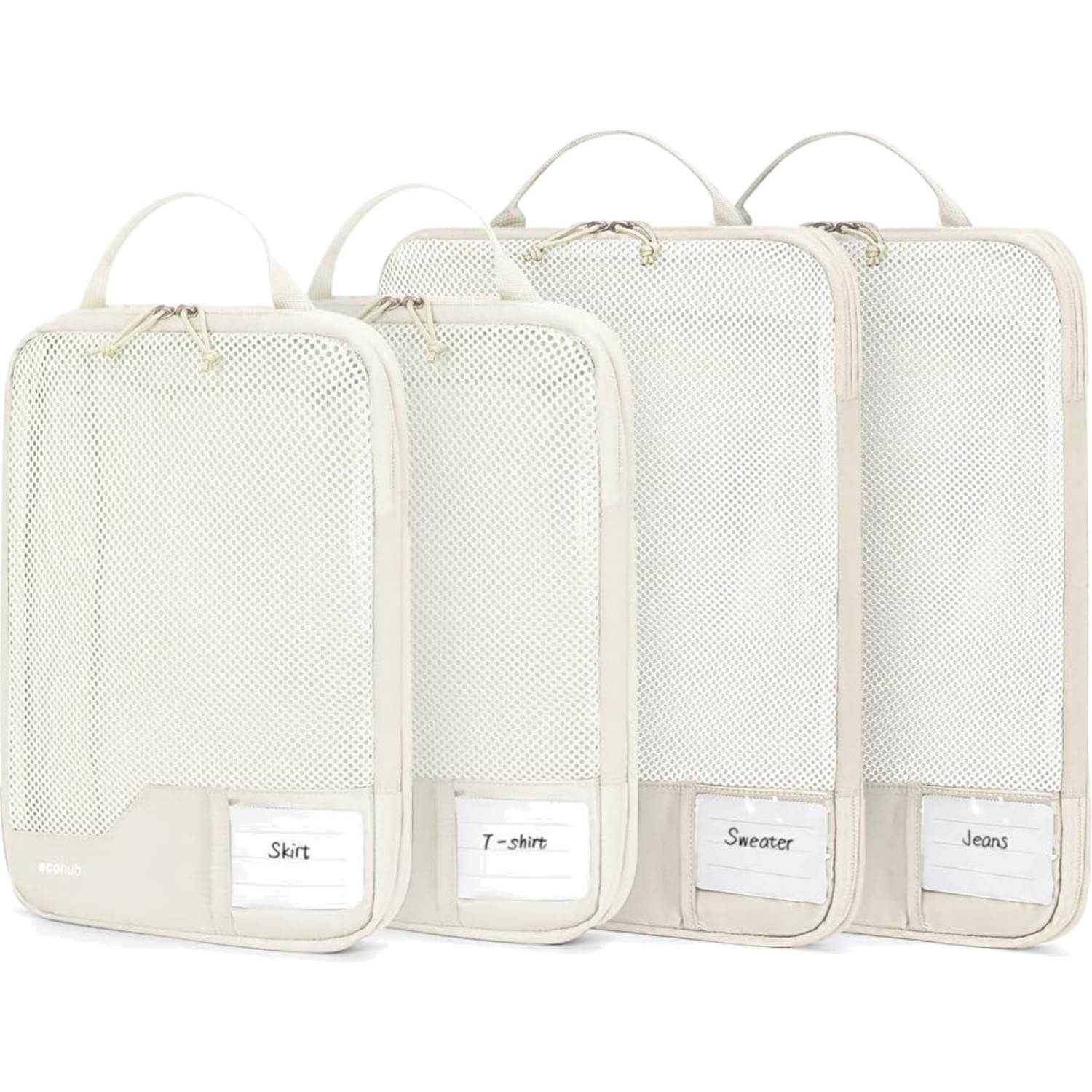 Cubes d'emballage compression voyage ECOHUB : 4 organiseurs valise en polyester recyclé