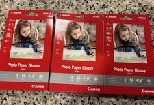 Lot 3 Canon 4”x6” 50 Sheets Glossy Photo Paper GP601 New Pixma 4x6 - 150 Sheets