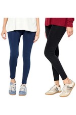 HUE Women's 2-pack Fleece-Lined Legging Black/Navy