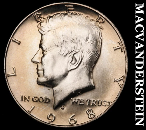 1968-D Silver Kennedy Half Dollar - Choice Gem Brilliant Unc  Lustrous  #G9224