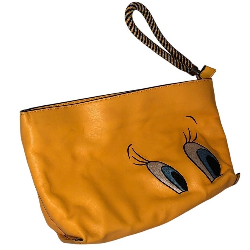 Tweety Bird Bag Clutch Purse Zara Yellow Embroidered Eyes Looney