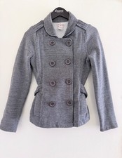 Glimmer woman's cotton blend double breasted blazer, gray, S