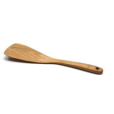 11.5  Left-Hand Compact Wooden Spatula Angled Teak Turner Flat Wide Blade