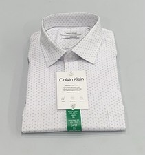 Calvin Klein Men's Wrinkle Free Dress Shirt, White, Size XL 17-17.5,34/35 